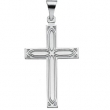 14K White Gold Cross Pendant With Design
