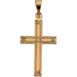 14K Yellow Gold Cross Pendant With Design