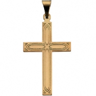 Picture of 14K Yellow Gold Cross Pendant With Design