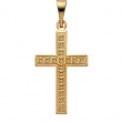14K Yellow Gold Cross Pendant With Design