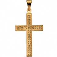 Picture of 14K Yellow Gold Cross Pendant With Design