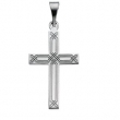 14K White Gold Cross Pendant With Design