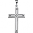14K White Gold Cross Pendant With Design