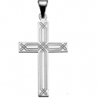 14K White Gold Cross Pendant With Design