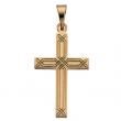 14K Yellow Gold Cross Pendant With Design