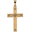14K Yellow Gold Cross Pendant With Design