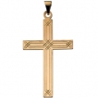 14K Yellow Gold Cross Pendant With Design