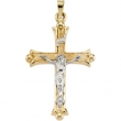 14K Yellow White Gold Two Tone Crucifix Pendant