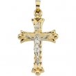 14K Yellow White Gold Two Tone Crucifix Pendant