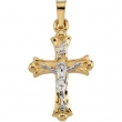 14K Yellow White Gold Two Tone Crucifix Pendant