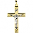 14K Yellow White Gold Two Tone Crucifix Pendant