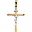 14K Yellow White Gold Two Tone Crucifix Pendant