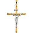 14K Yellow White Gold 35.5x24.75 Two Tone Crucifix Pendant