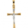 14K Yellow White Gold Two Tone Crucifix Pendant