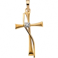 Picture of 14K Yellow Gold Cross Pendant With Diamond