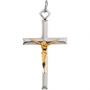 Picture of Sterling Yellow Filled Gold Streling Silver & Ygf Two Tone Crucifix Pendant