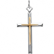Picture of Sterling Yellow Filled Gold Streling Silver & Ygf Two Tone Cross Pendant