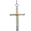Sterling Yellow Filled Gold Streling Silver & Ygf Two Tone Cross Pendant