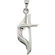 14K White Gold Methodist Cross Pendant