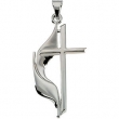 14K White Gold Methodist Cross Pendant