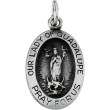 Sterling Silver 25.5 X 17.75 Oval Lady Of Guadalupe Pnd Mdl