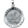 14K White 18.00 MM ST.JOSEPH MEDAL St. Joseph Medal