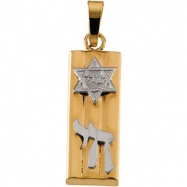 Picture of 14K Yellow White Gold Two Tone Mezuzah Pendant