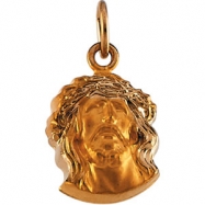 Picture of 14K Yellow Gold Head Of Jesus With Crown Pendant