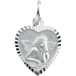 14K White Gold Angel Heart Pendant
