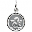 14K White Gold 14.25 Round Angel Pendant Medal