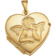 Picture of 14K Yellow Gold Heart Shaped Locket With Angel