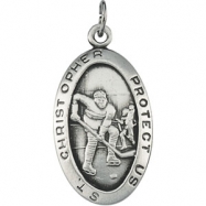 Picture of Sterling Silver St. Christopher Hockey Pendant With 24 Inch Chain