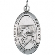 Sterling Silver St. Christopher Football Pendant With 24 Inch Chain