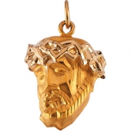 Picture of 14K Yellow Gold Head Of Jesus With Crown Pendant