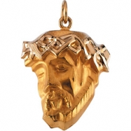Picture of 14K Yellow Gold Head Of Jesus With Crown Pendant