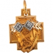 14K Yellow Gold Head Of Jesus Crown Cross Pendant With Diamond