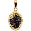 14K Yellow Gold Porcelain Scapular Pendant