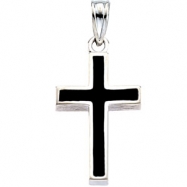 Picture of 14K White Gold Cross With Black Epoxy
