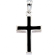 14K White Gold Cross With Black Epoxy