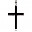 14K White Gold Cross With Black Epoxy