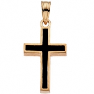 Picture of 14K Yellow Gold Cross With Black Epoxy