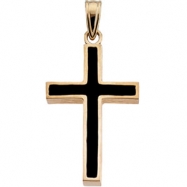 Picture of 14K Yellow Gold Cross With Black Epoxy
