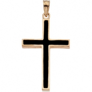 Picture of 14K Yellow Gold Cross With Black Epoxy