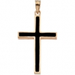 14K Yellow Gold Cross With Black Epoxy