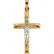 14K Yellow White Gold Two Tone Crucifix Pendant