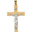 14K Yellow White Gold Two Tone Crucifix Pendant