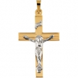 14K Yellow White Gold Two Tone Crucifix Pendant