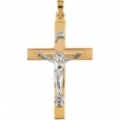 14K Yellow White Gold Two Tone Crucifix Pendant