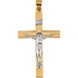 14K Yellow White Gold Two Tone Crucifix Pendant