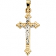 14K Yellow White Gold Two Tone Crucifix Pendant